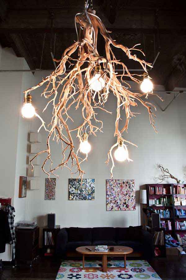 30 Creative DIY Ideas For Rustic Tree Branch Chandeliers - Amazing DIY