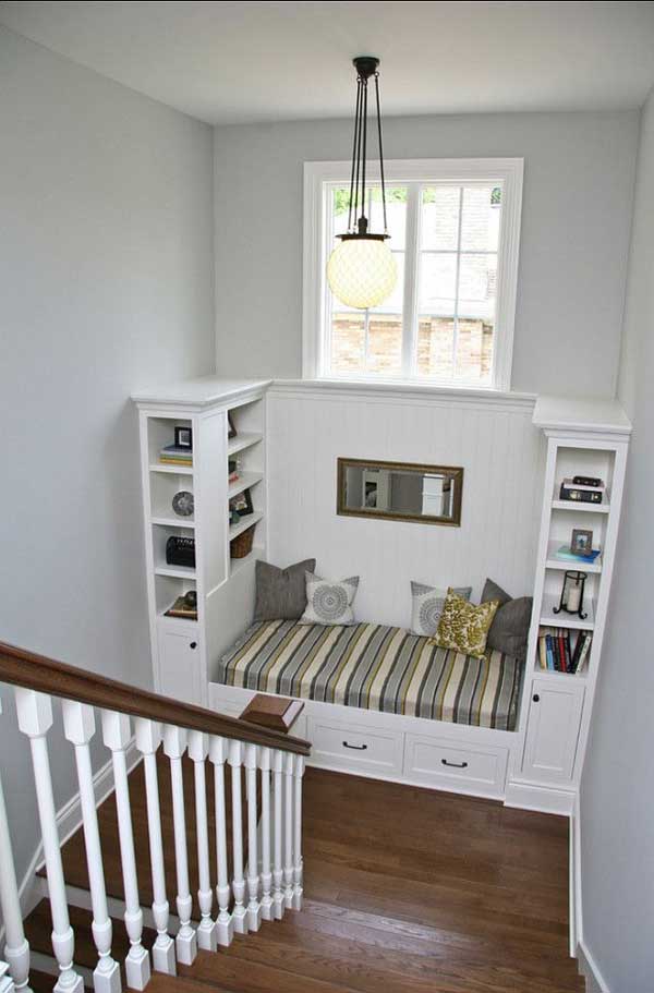 reading window nook nooks cozy inspiring incredibly windows landing stair staircase stairs built upstairs stairway escalier scale stairwell space decor