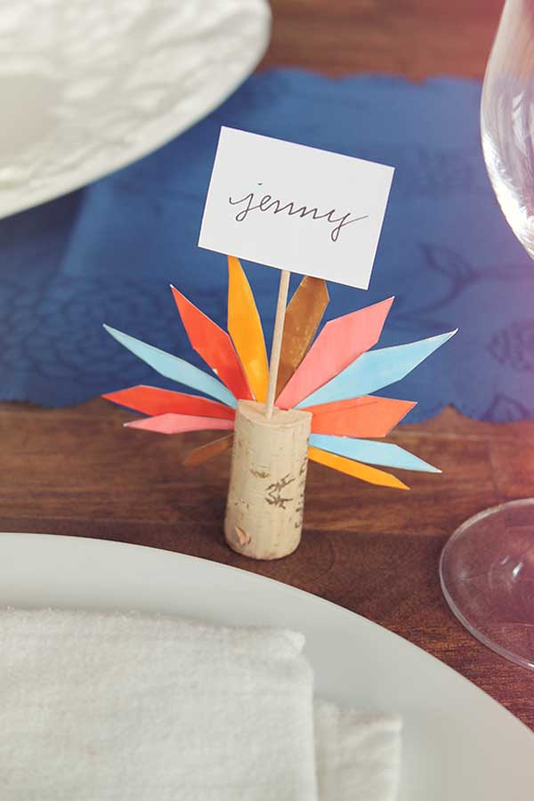 thanksgiving cards place diy simple card easy turkey name wine corks table setting placecards source handmade crafts craft dinner