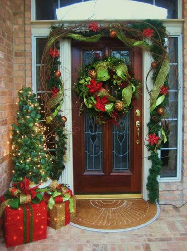 christmas porch diy decorating front door decor holiday decorations interior cool doors garland entry xmas decorate porches decoration outdoor easy