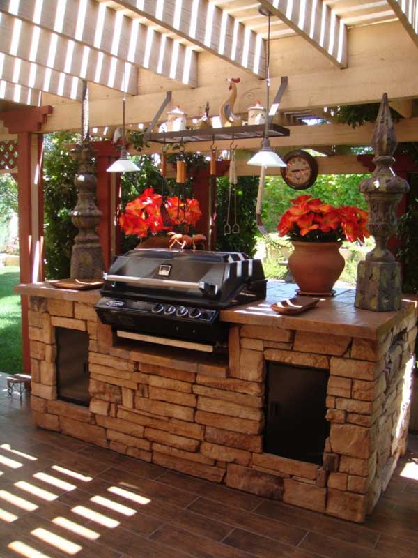 outdoor kitchen enjoy spare let diy bbq area cooking kitchens grill table garden designs oven tv outside yard patio wood
