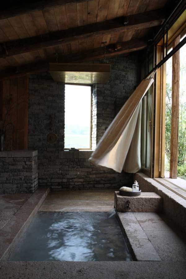 stone bathtub bathroom natural tub classy outdoor interior soaking interiors bath japanese sunken modern rustic bathrooms concrete wabi sabi amazing
