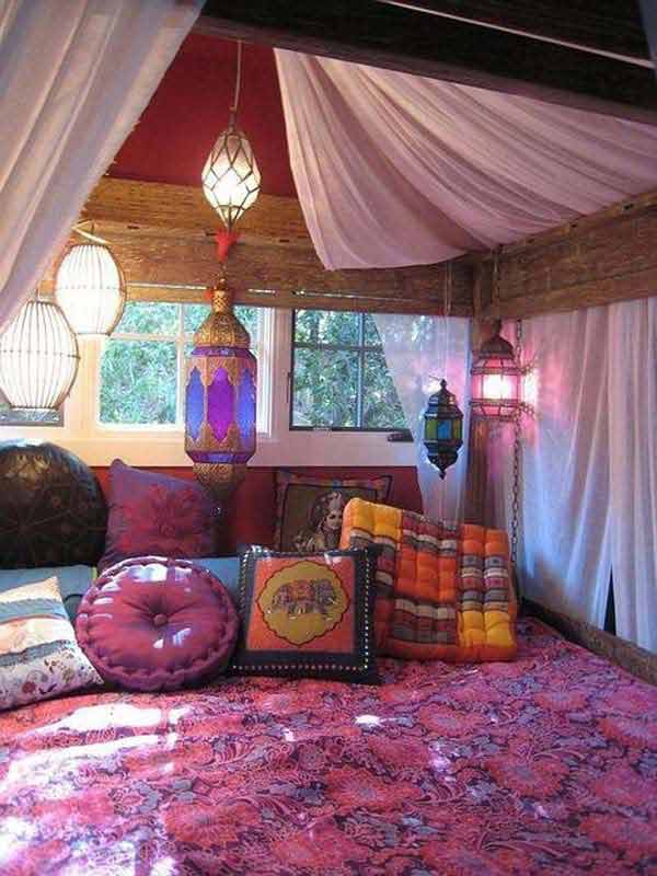 bedroom boho decorating charming chic diy interior bohemian gypsy decor hippie theme cool themed nook could reading source interiors there