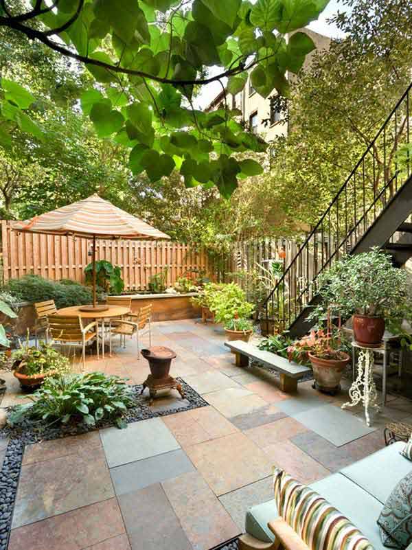backyard cozy landscaping spacious patio yard garden them outdoor yards space patios houzz gardens source deck courtyard