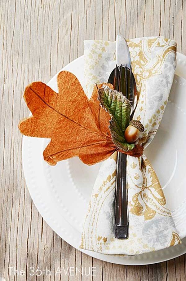 fall diy leaves autumn napkin decoration ring decorations leaf inspired the36thavenue thanksgiving welcome napkins decor décor rings adorable tutorial 36th