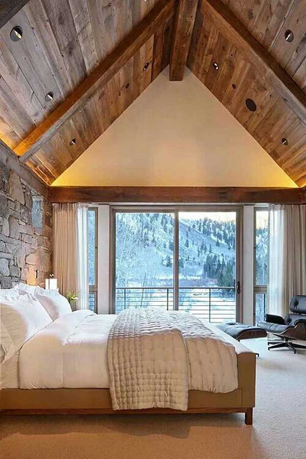 rustic bedroom designs winter interior decorating ceiling wood modern ceilings cabin decor inspiring interiors elements walls cottage homes natural cathedral