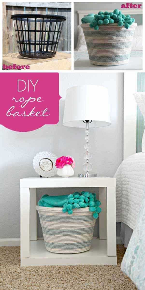 diy rope decor projects easy basket decorating crafts craft beautiful woohome tutorial fantastic project homedecor laundry farmhouse iheartorganizing house simple