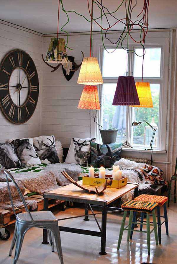Simple Bohemian Interior Design for Living room