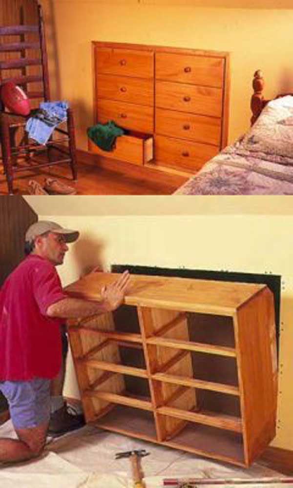 space saving small clever diy hacks wall storage interiors insanely amaze bedroom interior source dresser build built attic drawers woohome