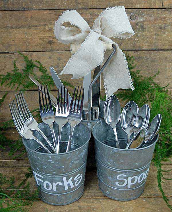 cutlery storage diy cute crafts clever holder forks rustic christmas spoons knives kitchen spoon creative solutions caddy container display holiday