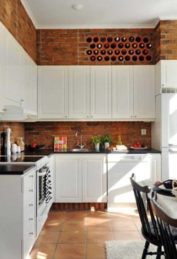 wall kitchen decor brick diy exposed amazing interior storage looks idea modern awesome source remodel must unique wine rack put