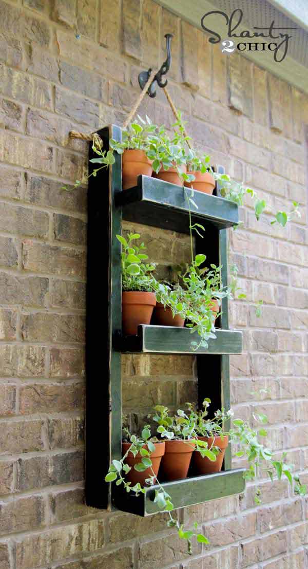 hanging planter wall planters diy herb wood garden outdoor chic gardens shanty plants pots creative plant herbs unique household kitchen
