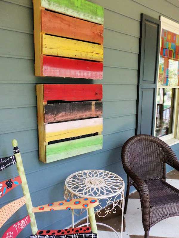 pallet wall interior pallets enhancing recycled palets outdoor woohome diy palet painted projects decoracion pared wooden made una paint old