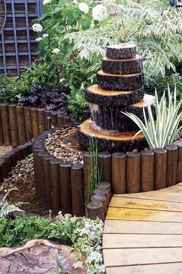 Build a Log or Wood Slice Fountain for Backyard - Amazing ...
