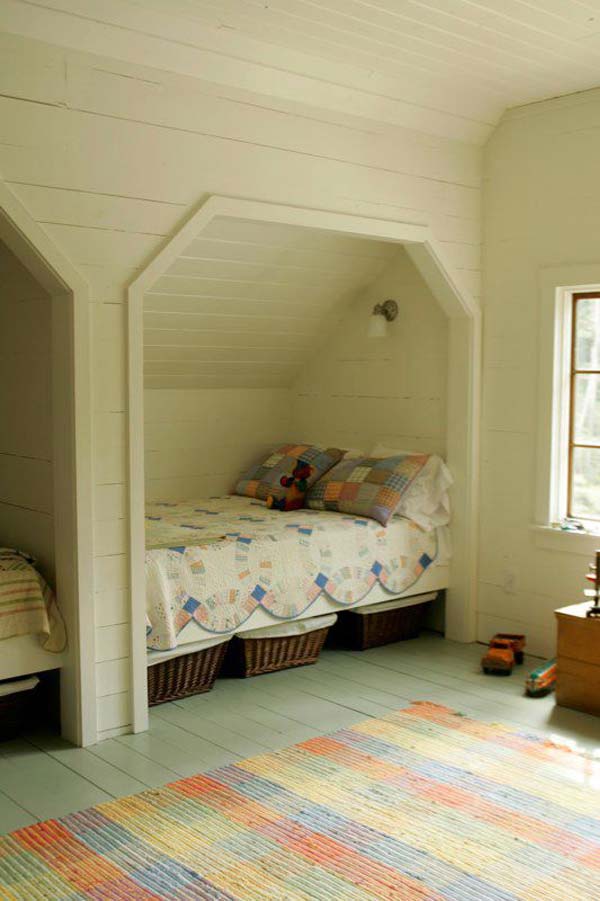 bed alcove built diy beds bedroom nook slanted ceiling twin window into charming must designs attic space guest upstairs closet