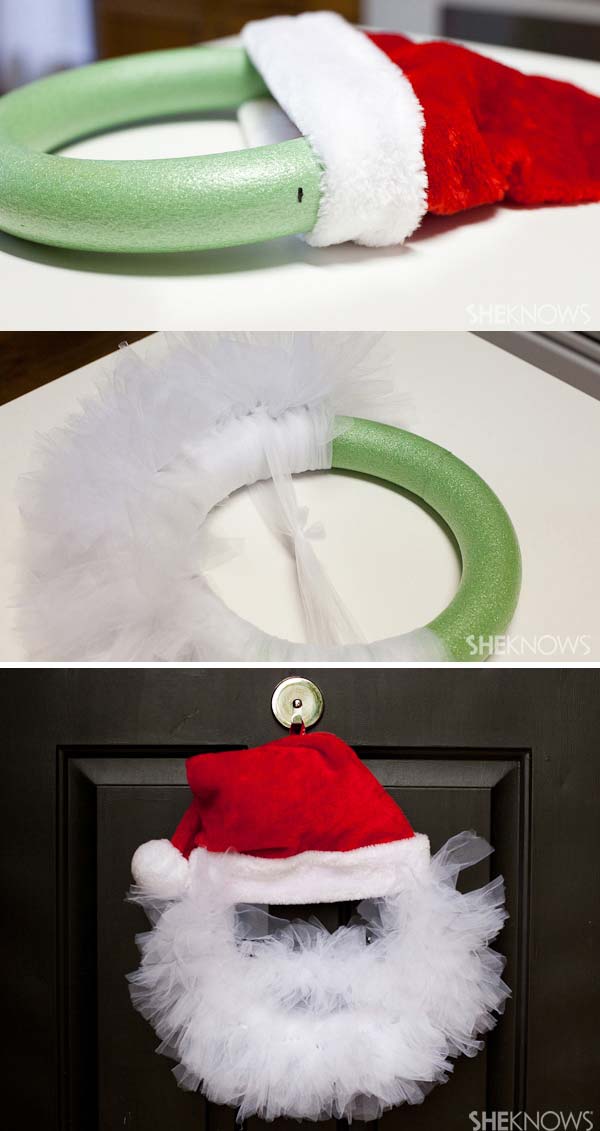 pool noodles wreath diy decorations noodle santa tulle wreaths created exciting crafts craft projects holiday door easy decorating fun november