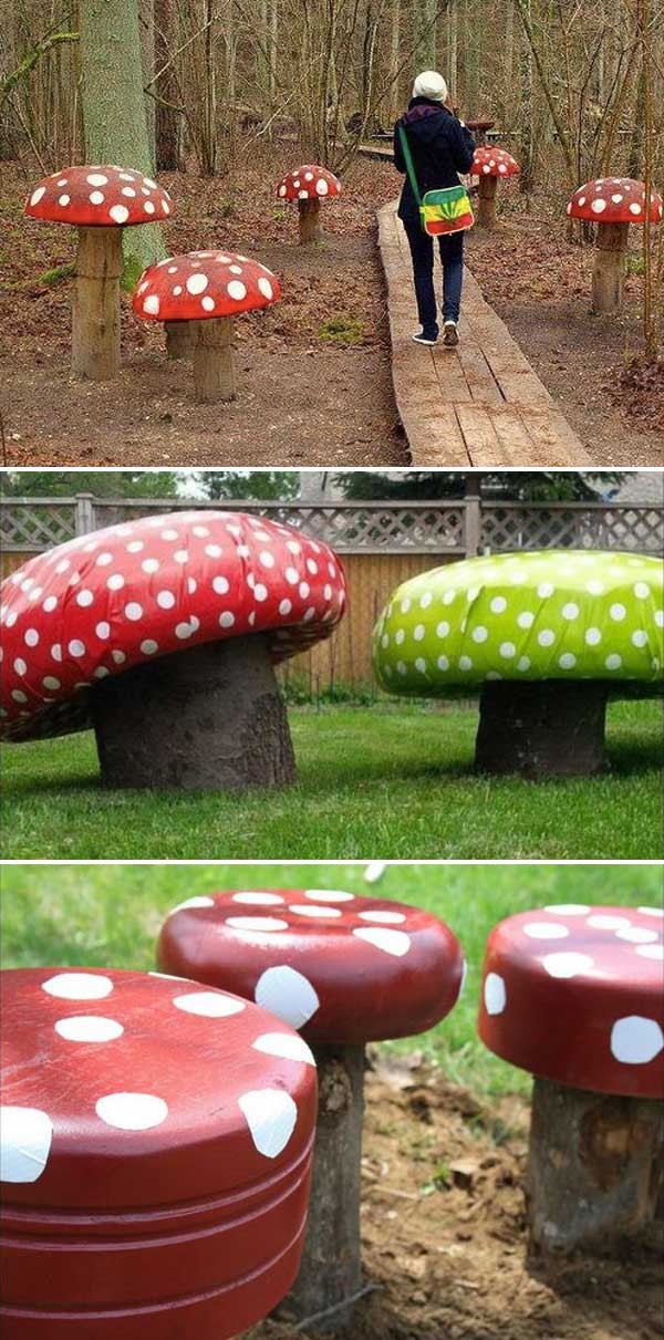 Wooden Log Forest Toadstools