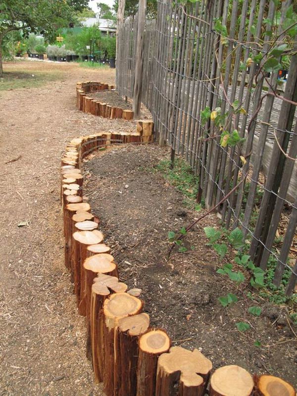 Vertical Log Retaining Wall