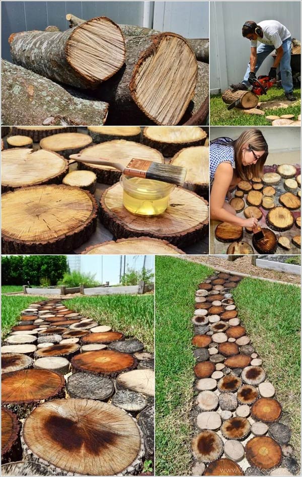 Build a Tree Log Slice Walkway