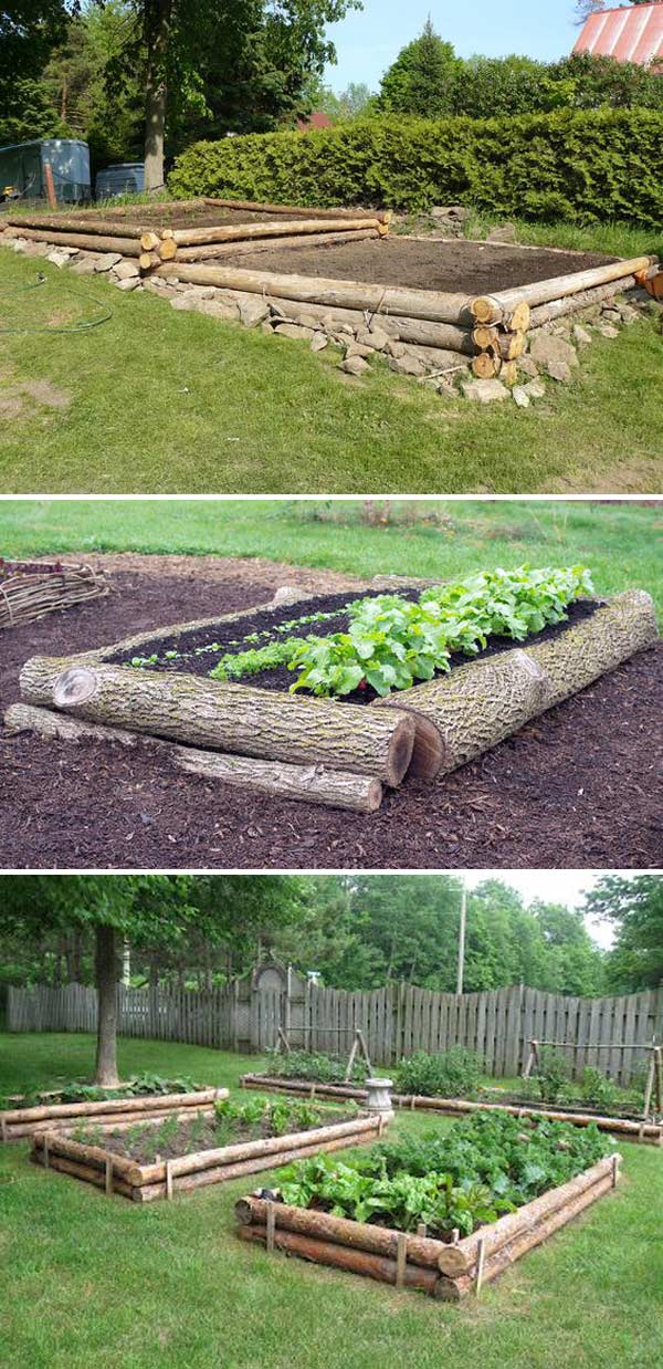 Raised Garden Beds from Logs