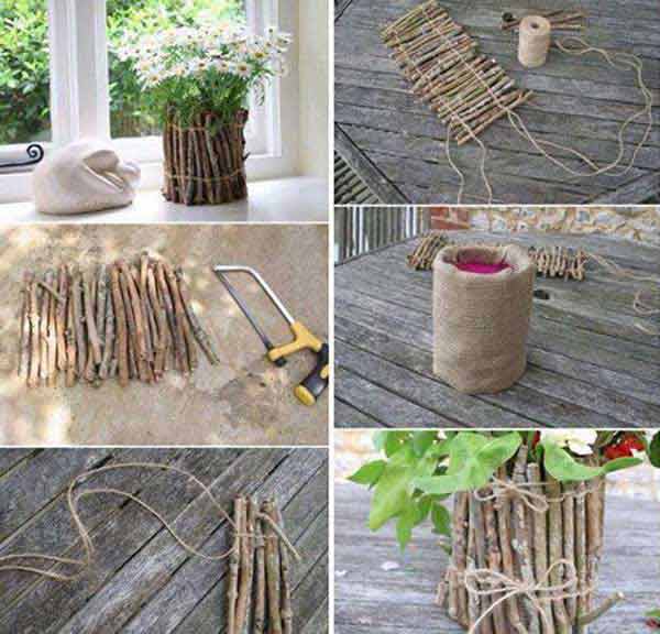 diy-log-vase