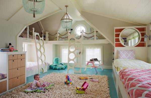 kids room with 2 beds