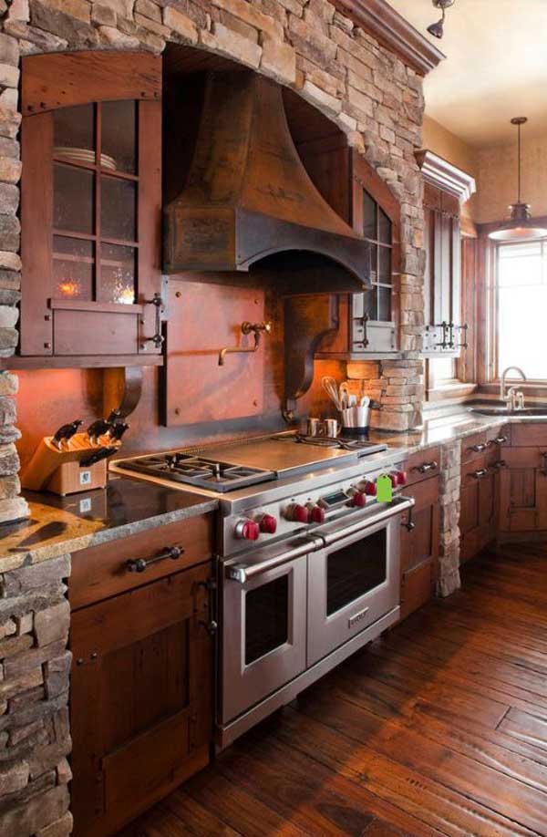 kitchen stone natural modern homes rustic bring stunning feel into woohome interior source canadianloghomes diy