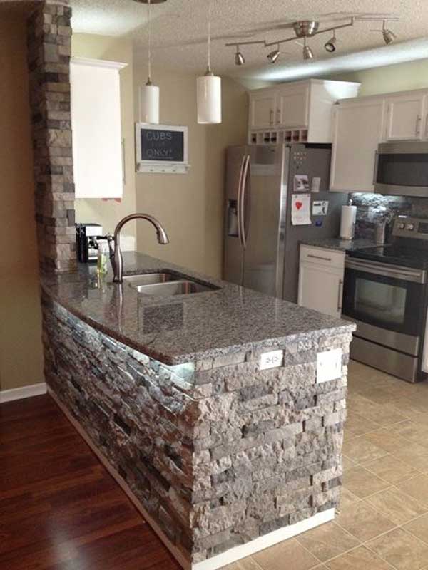 Stone top kitchen island