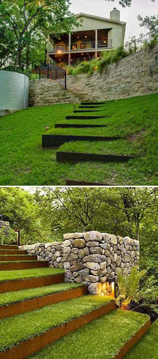 35 Outside steep steps ideas, garden stairs, garden steps, hillside