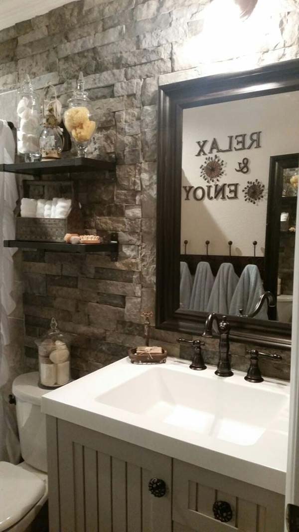 bathroom rustic diy accent makeover bathrooms decorating decor remodel airstone awesome designs info homedecors interior modern guest shelves angiesroost source
