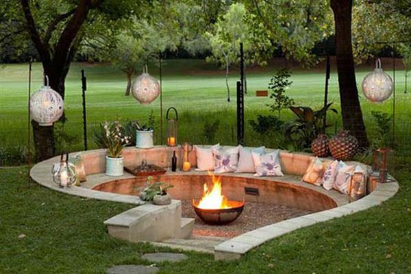 21 Awesome Sunken Fire Pit Ideas To, In Ground Fire Pit With Seating