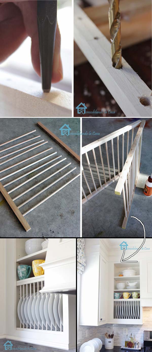 DIY - Inside Cabinet Plate Rack - Remodelando la Casa