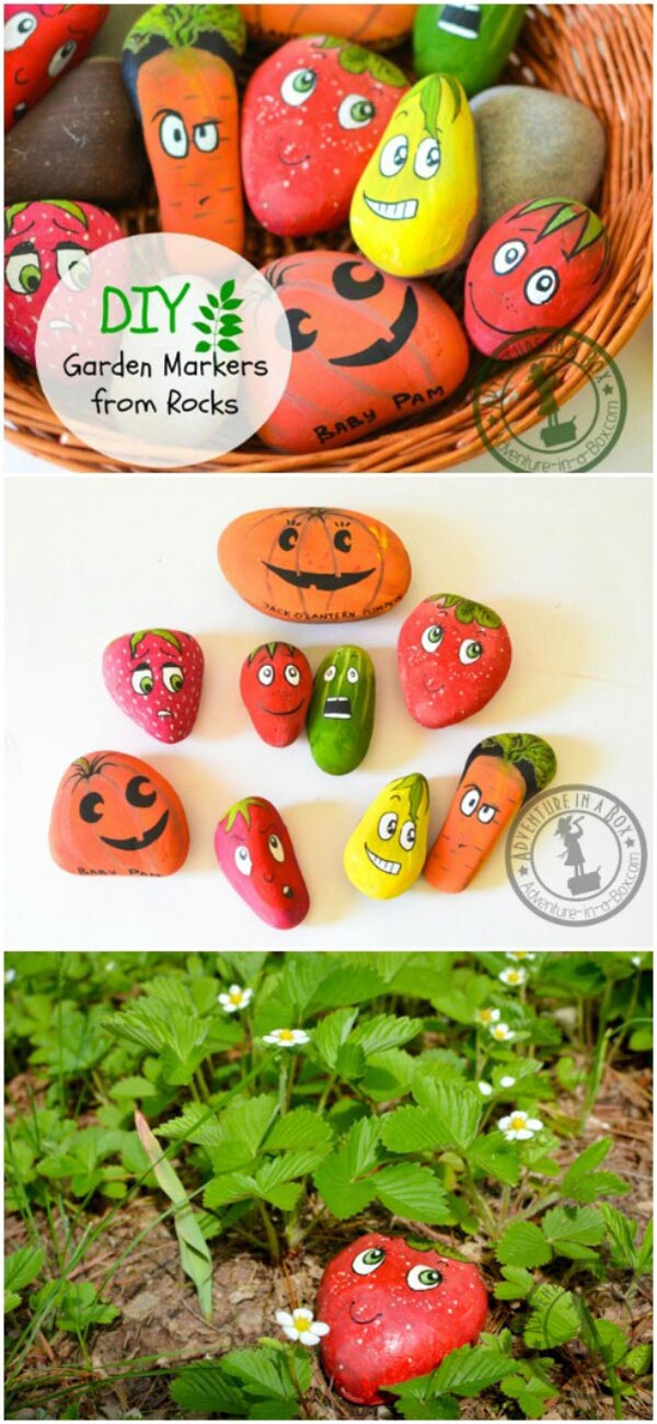 Garden Markers by Painting Stones