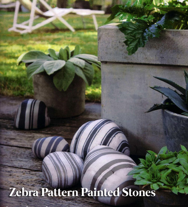 Zebra pattern painted stones