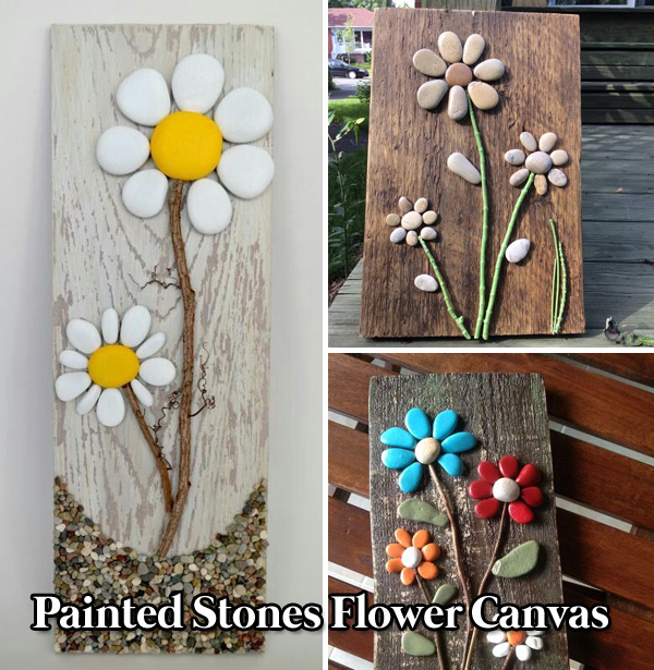 Painted Rocks Flower Canvas