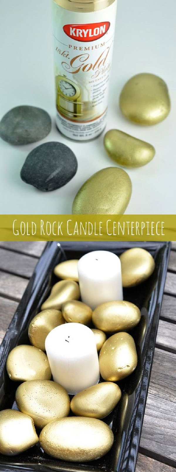 Gold Rock Candle Centerpiece