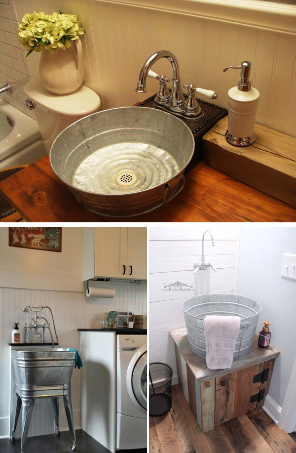 Transform Old Galvanized Tubs into Bathroom Sinks