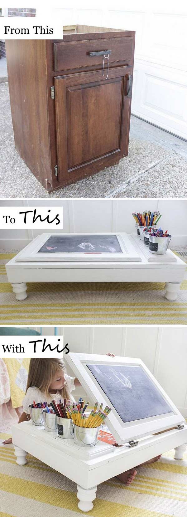 Child's Desk Rebuilt From a Kitchen Cabinet