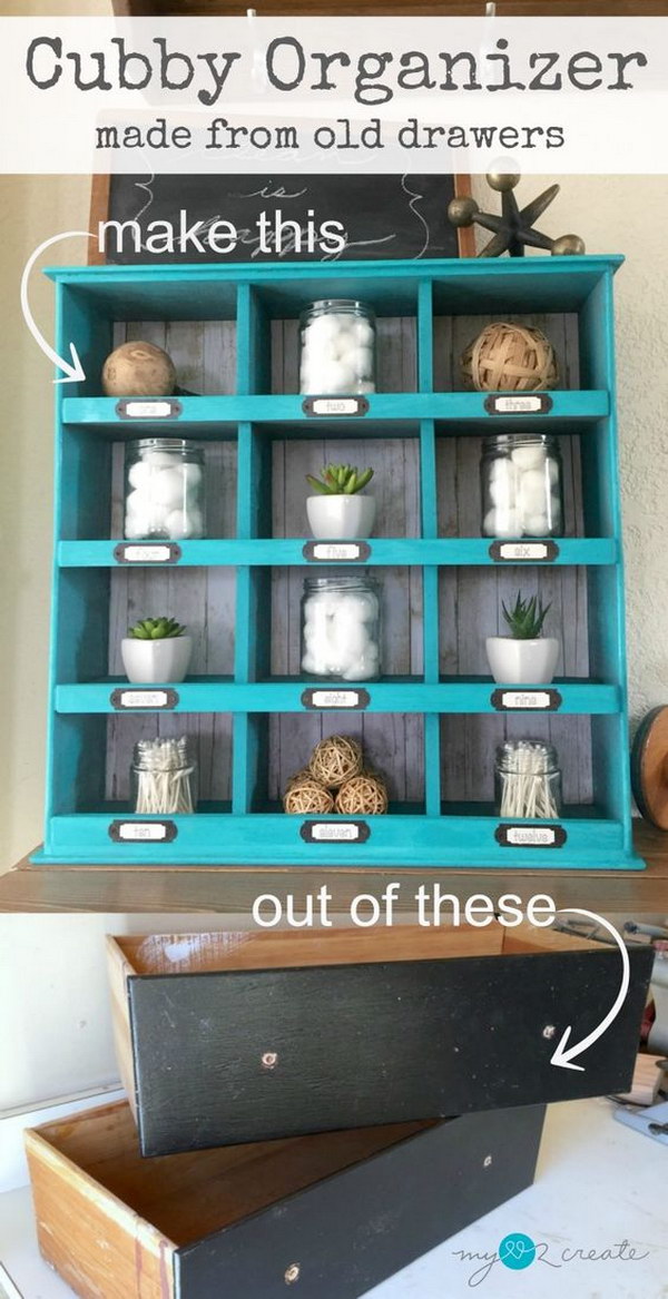 Cubby Organizer Made From Old Drawers