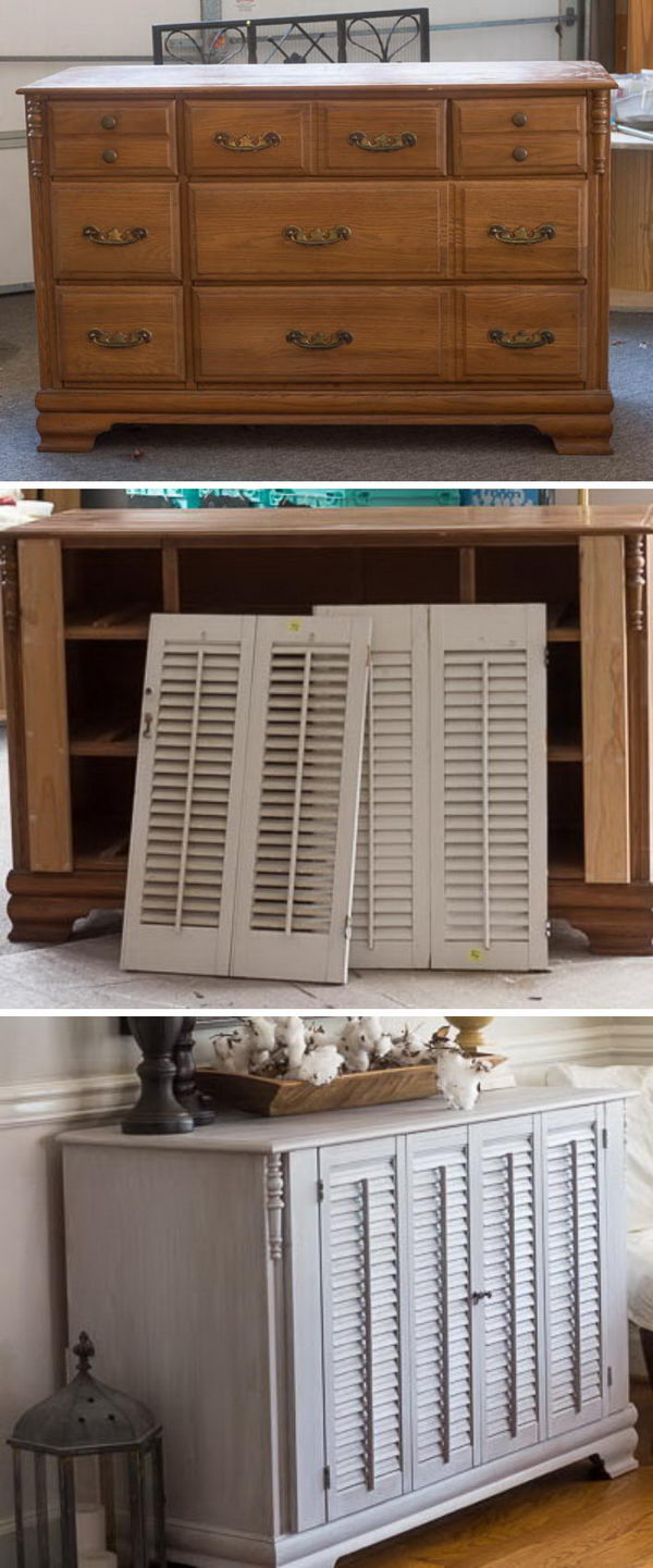 Old Dresser Makeover with Shutters