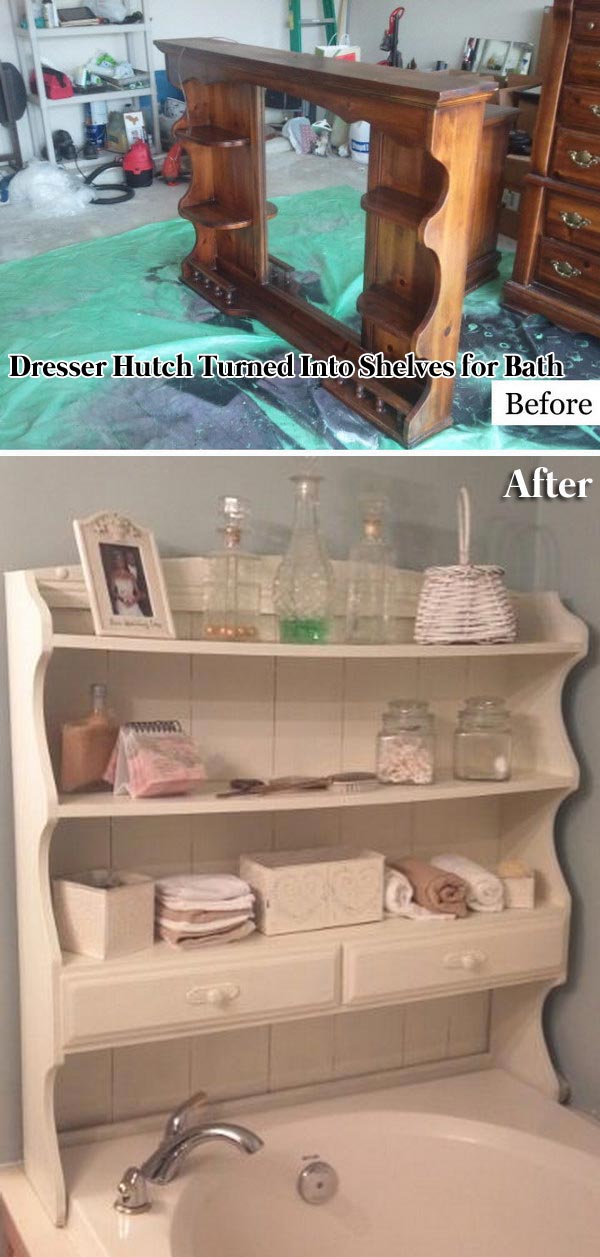 Dresser Hutch Turned Into Shelves