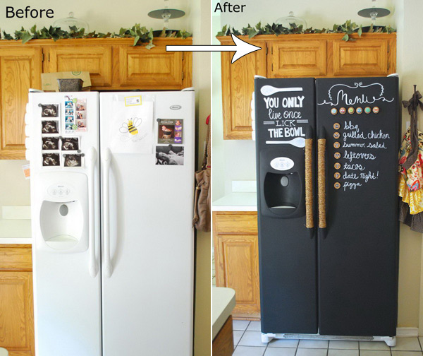 DIY Chalkboard Paint Refrigerator