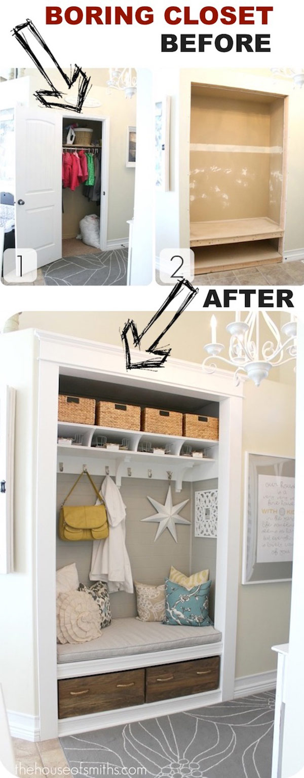 Turn Coat Closet into a Prettier Entryway Mud Room