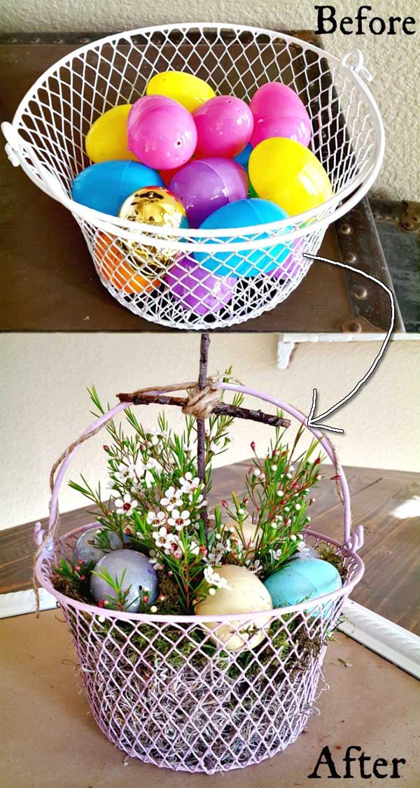 plastic eggs into this easter egg basket