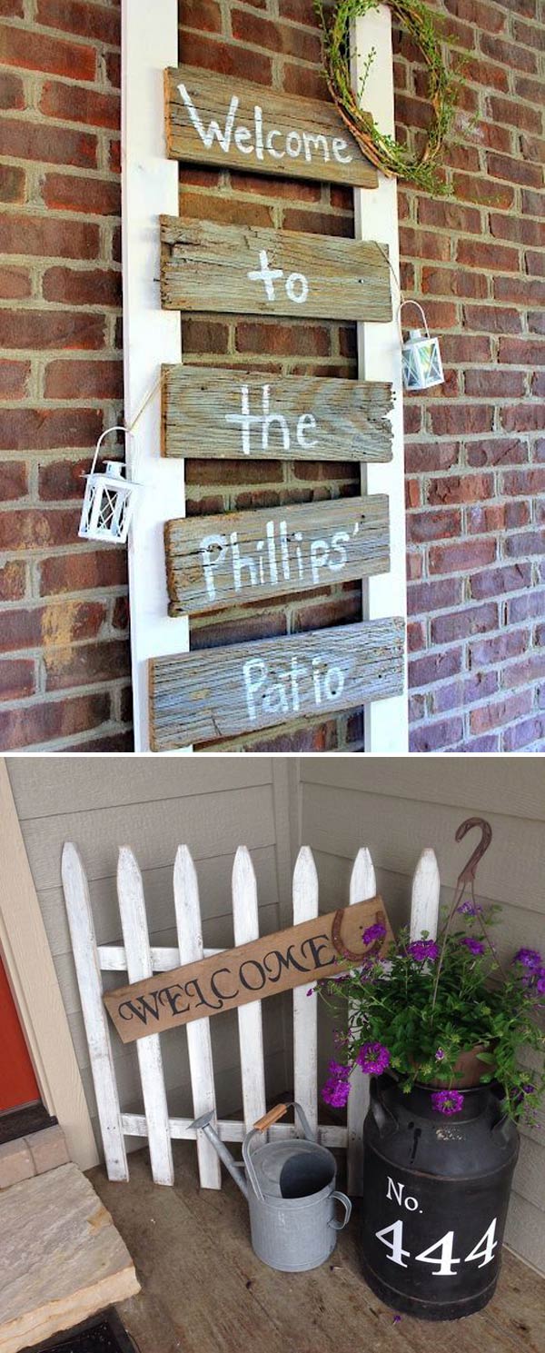 DIY fence board patio sign