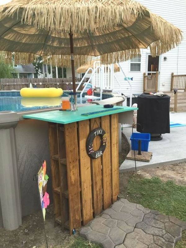 Diy Pool Side Pallet Projects For, Above Ground Pool Side Table