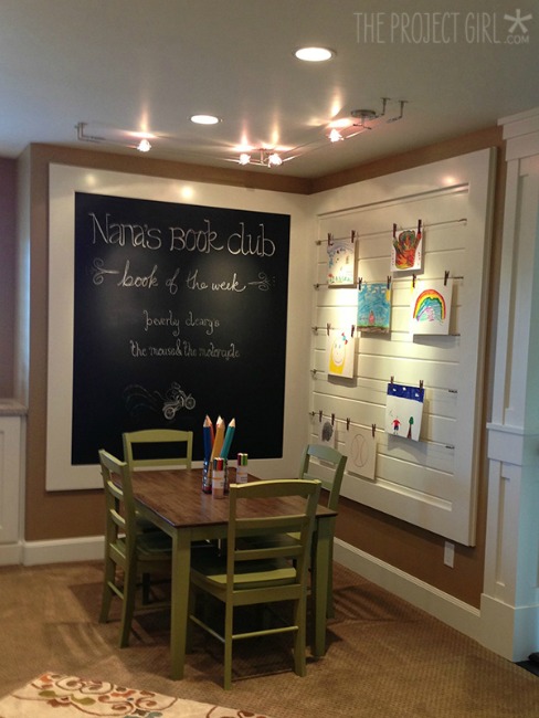 Kids nook with build-in chalkboard and art display board