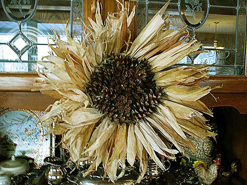 Corn Husk Wreath with Pine Cones