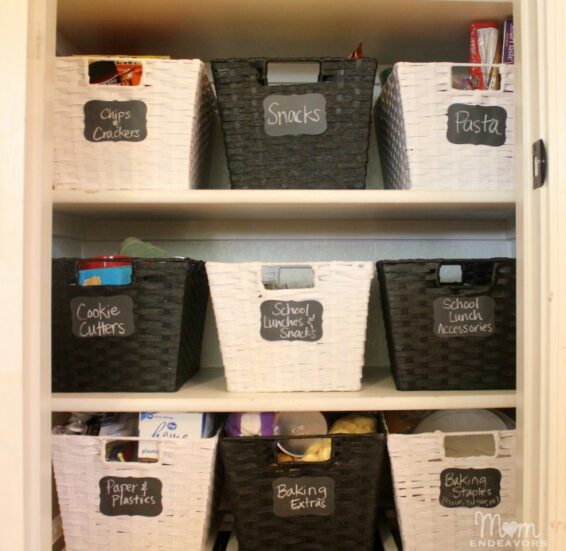 Snack cabinet all set up, with the toddler's snacks within their reach  (bottom shelf not pictured is surplus) : r/organization