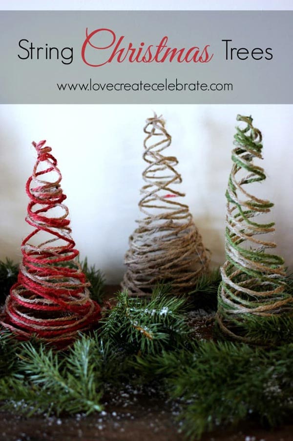 DIY Christmas Tree out of burlap, ribbon, and styrofoam cone